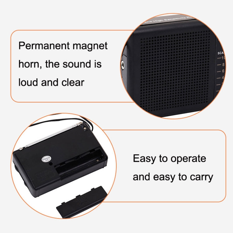 BAIJIALI BJL228 Retro Portable Two Band FM AM Radio Built-in Speaker, BJL228 White, BJL228 Black