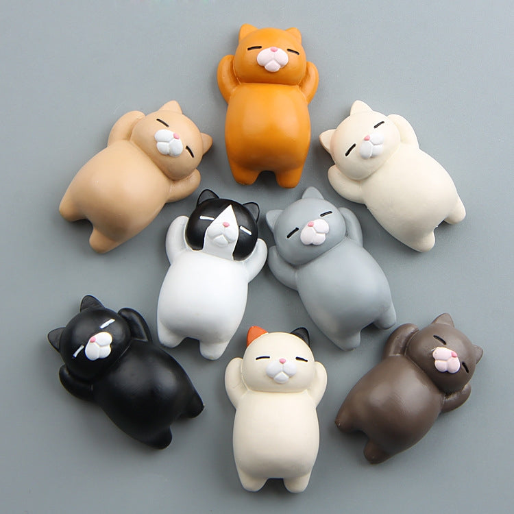 Cartoon Cat Fridge Magnet Resin Ornament Ornament, With Magnetic Sticker, Without Magnetic Sticker