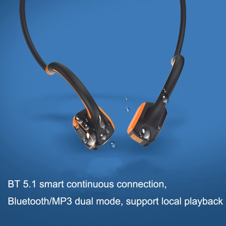 In-ear Waterproof Bone Conduction Earphone Magnetic Charging Swimming Sports Bluetooth Earphone, AS9 Blue