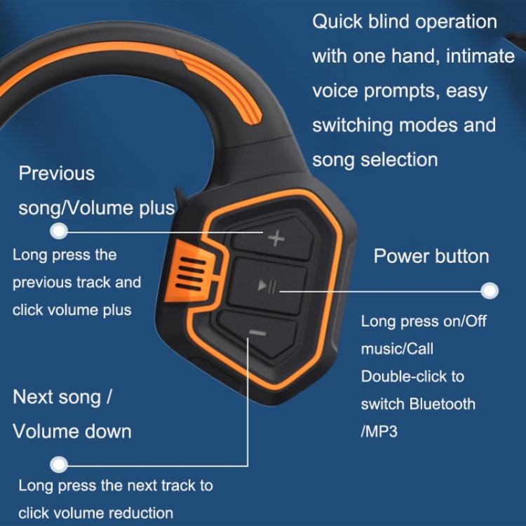 In-ear Waterproof Bone Conduction Earphone Magnetic Charging Swimming Sports Bluetooth Earphone, AS9 Blue