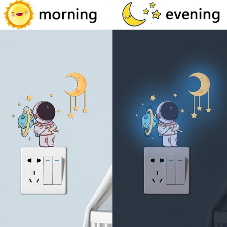 Luminous Astronaut Stars Moon Switch Stickers Children Room Luminous Decorative Wall Stickers, Blue, Green, Pink