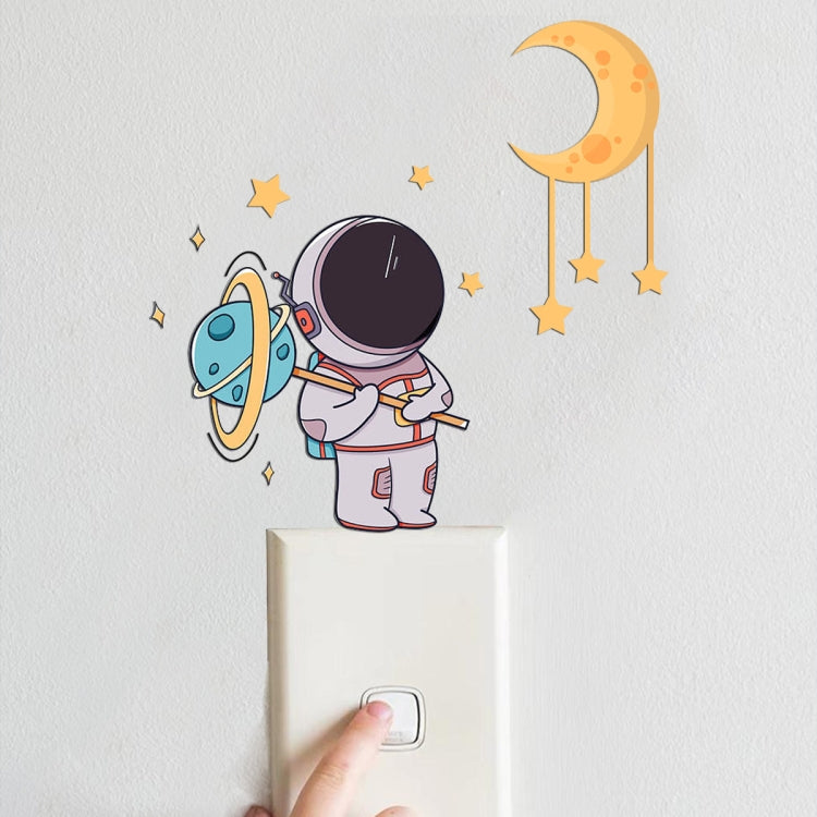 Luminous Astronaut Stars Moon Switch Stickers Children Room Luminous Decorative Wall Stickers, Blue, Green, Pink