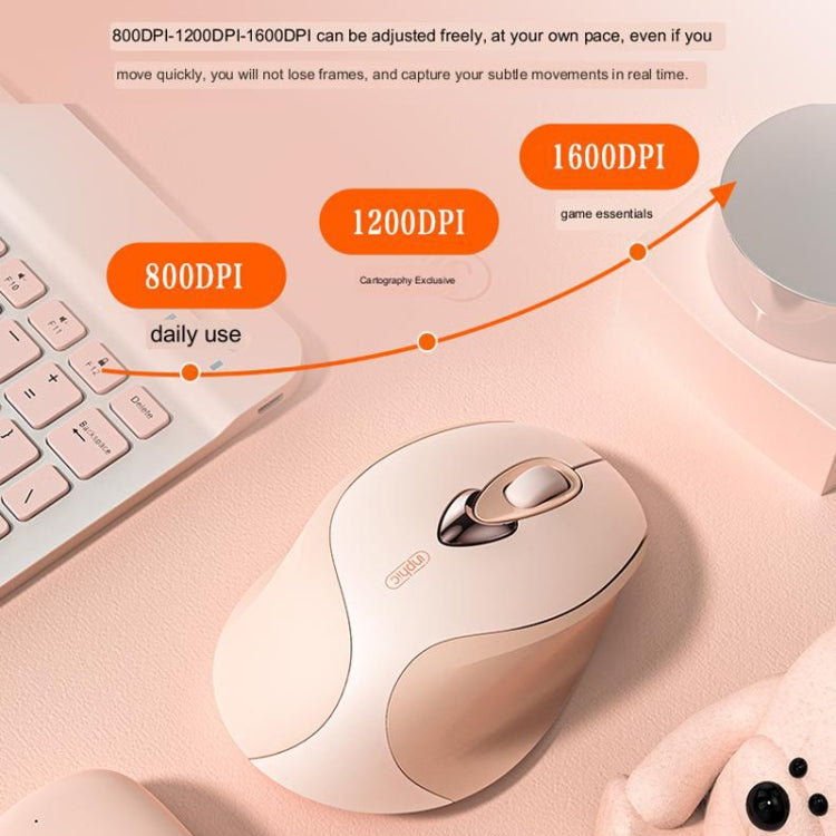 Inphic M8 Wireless Mouse Charging Quiet Office Home 2.4G USB Mouse, M8 (Milk Tea)