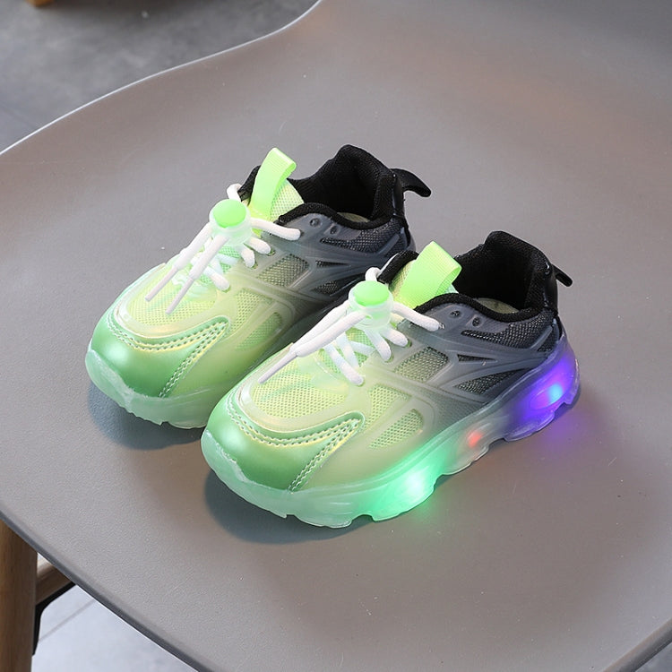 WISDOMFROG Girls Sneakers LED Light Up Boys Gradient Mesh Shoes Children Footwear, 21, 22, 23, 24, 25, 26, 27, 28