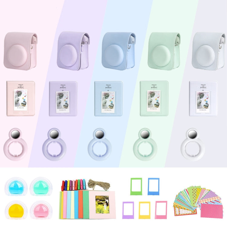 For Polaroid Mini12 7 in 1 Photo Album Sticker Photo Frame Camera Bag, Green, White, Blue, Pink, Purple