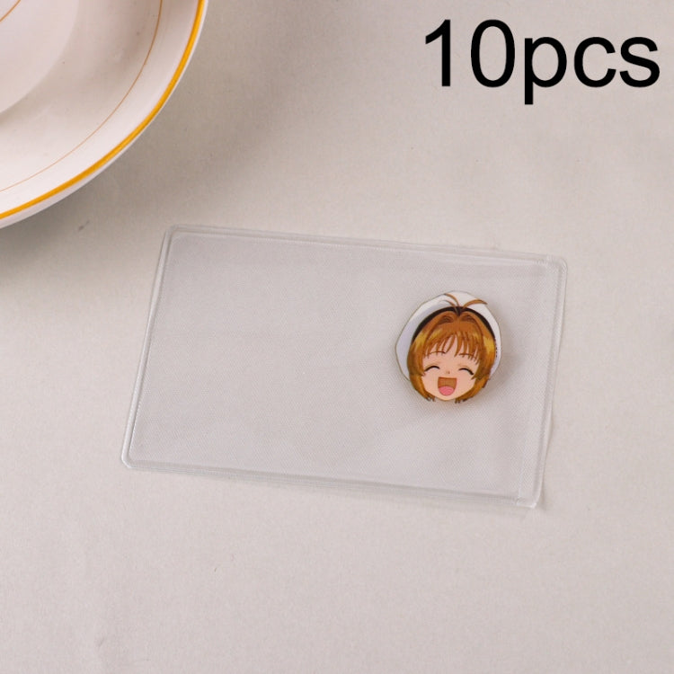 10pcs Transparent Antimagnetic Spoof Avatar ID Card Cover, Ultraman, Spider-Man, Black, Purple, Sakura, Batman