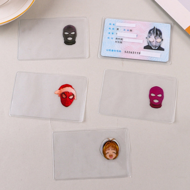 10pcs Transparent Antimagnetic Spoof Avatar ID Card Cover, Ultraman, Spider-Man, Black, Purple, Sakura, Batman
