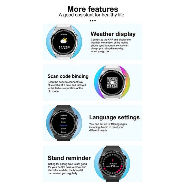 G3Pro 1.28-Inch Health Monitoring Bluetooth Call Smart Watch With NFC, Black Silicone, Silver Silicone, Black Leather, Brown Leather, Black Steel, Silver Steel, Black Three-bead Steel, Silver Three-bead Steel