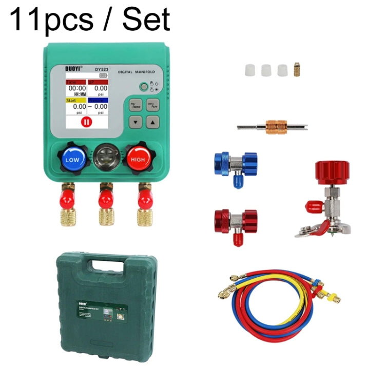 DUOYI DY523 Automotive Vacuum Pressure Gauge Liquid Charge Fluorine Repair Electronic Refrigerant Meter, 2pcs / Set, 11pcs / Set