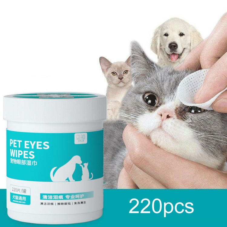 Pet Eye Wipes Cats And Dogs Tear Stain Cleaning Non-Woven Wipes, 220pcs / Can