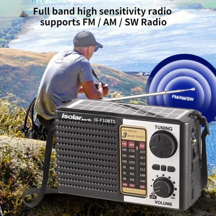 Isolariearth IS-F10S Solar Powered Full-Band FM / AM / SW Radio Bluetooth Speaker with Flashlight