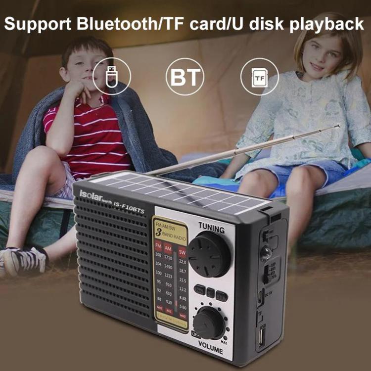 Isolariearth IS-F10S Solar Powered Full-Band FM / AM / SW Radio Bluetooth Speaker with Flashlight