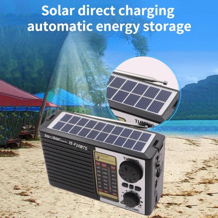 Isolariearth IS-F10S Solar Powered Full-Band FM / AM / SW Radio Bluetooth Speaker with Flashlight