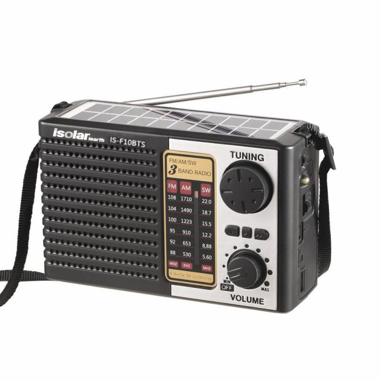 Isolariearth IS-F10S Solar Powered Full-Band FM / AM / SW Radio Bluetooth Speaker with Flashlight