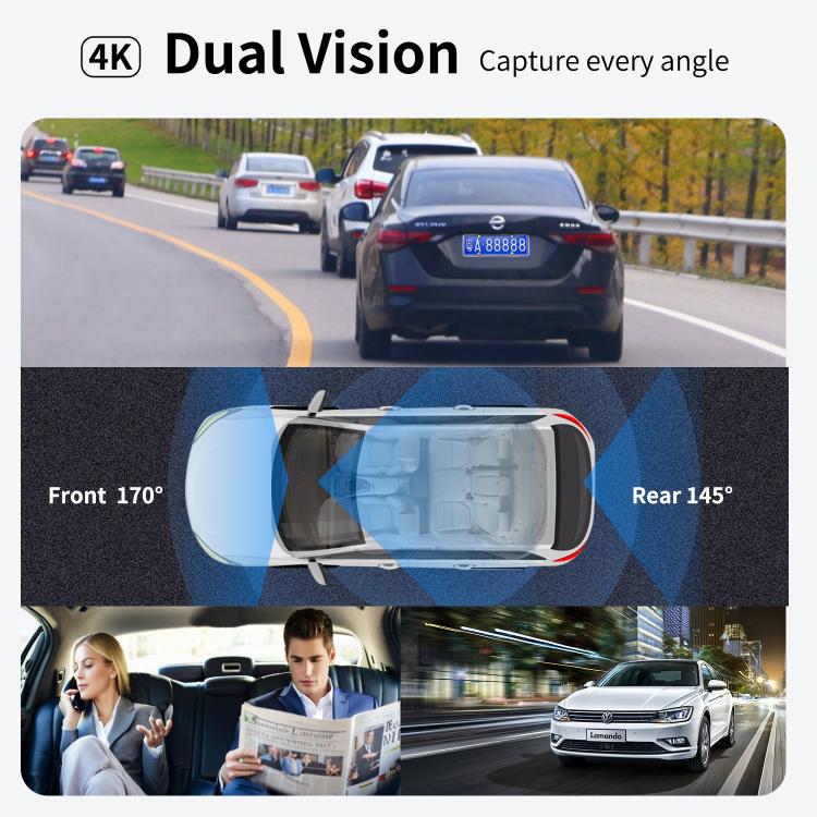 4K+1080P Driving Recorder Dual Front & Rear Recording WIFI Reversing Images