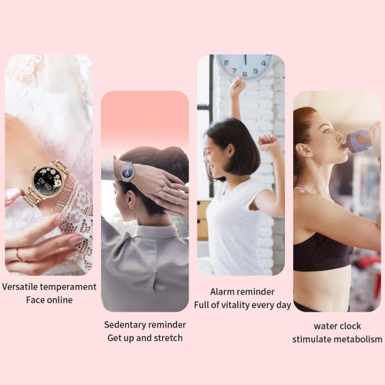 Bluetooth Calling AI Voice Assistant Life Waterproof Sports Smartwatch, Black Silicone Strap, Gold Pink Silicone Strap, Silver Gray Silicone Strap, Gold Rough Steel Strap+Pink Silicone Strap, Silver Rough Steel Strap+Gray Silicone Strap                ...