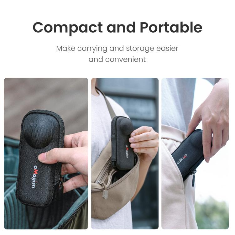 For Insta360 X5 Camera aMagisn Storage Bag Hard Shell Protective Case with Carabiner Clip, Storage Bag