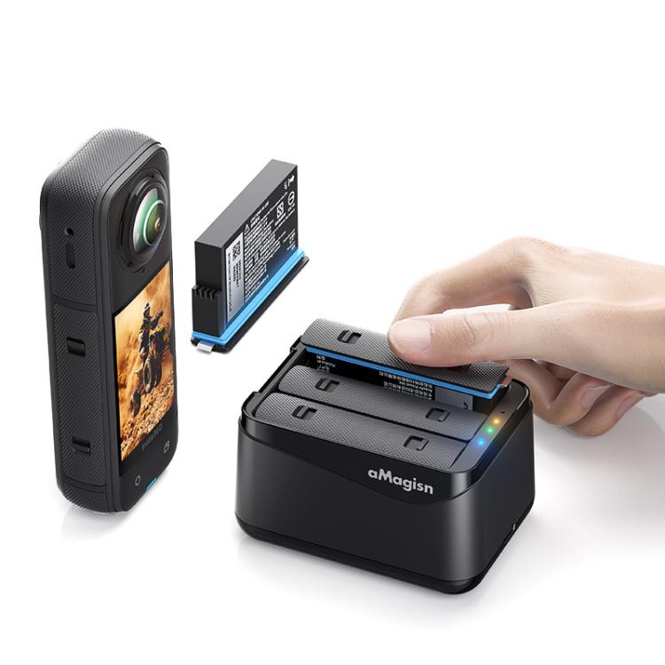 For Insta360 X5 Camera AMagisn Battery Charger Fast Charging Station For 3 Batteries Simultaneously