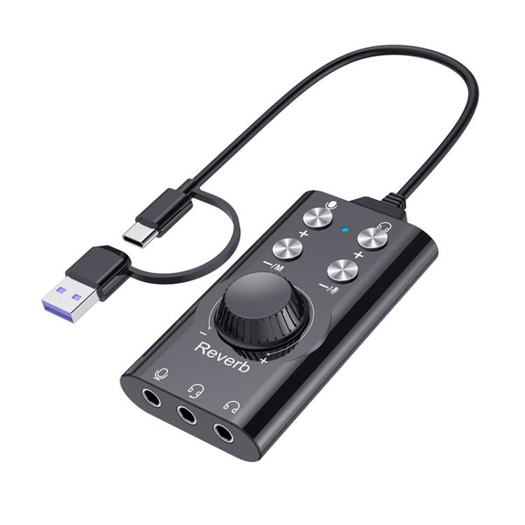 USB / Type-C To 3.5mm 7.1 Surround Sound Computer Voice Changer External Sound Card For Mobile Computer Streaming