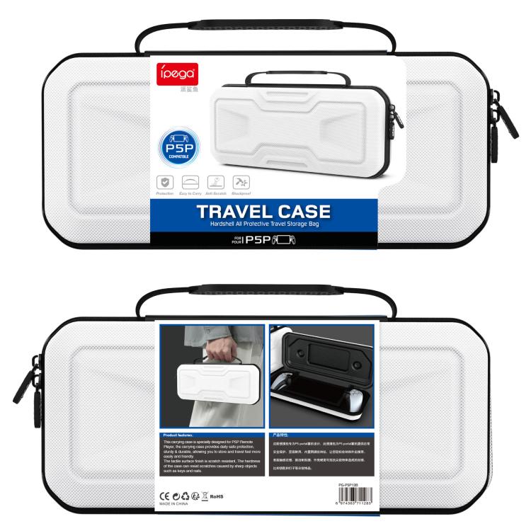 iPEGA Hard EVA Carry Case for PlayStation Portal – Protective Storage, White / Black