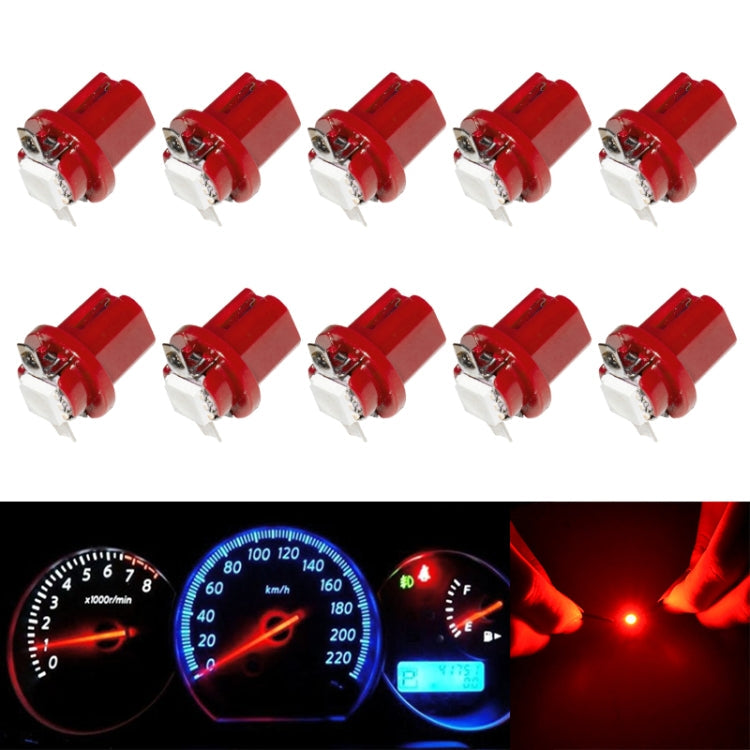 10 PCS T8.5 5050 Led 1 SMD Car Gauge Dash Bulb Dashboard Instrument Light Wedge Interior Lamp, Blue, Green, Red, White, Yellow