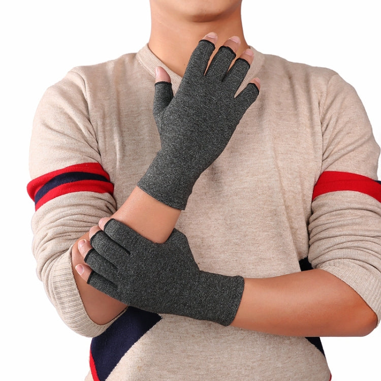 A Pair Sports Breathable Health Care Half Finger Gloves Rehabilitation Training Arthritis Pressure Gloves, Gray S, Black Fiber S, Hemp Gray Dispensing S, Gray M, Black Fiber M, Hemp Gray Dispensing M, Gray L, Black Fiber L, Hemp Gray Dispensing L