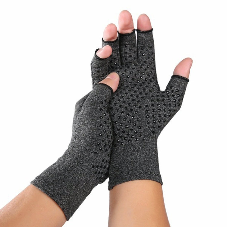 A Pair Sports Breathable Health Care Half Finger Gloves Rehabilitation Training Arthritis Pressure Gloves, Gray S, Black Fiber S, Hemp Gray Dispensing S, Gray M, Black Fiber M, Hemp Gray Dispensing M, Gray L, Black Fiber L, Hemp Gray Dispensing L