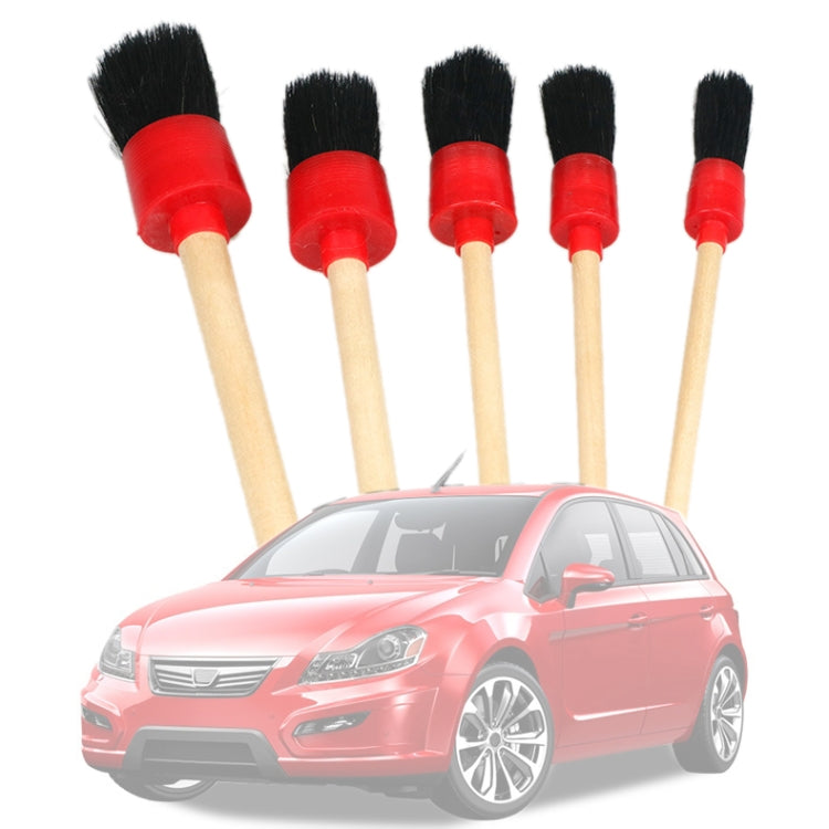 5 Pcs Car Detailing Brush Cleaning Natural Boar Hair Brushes Auto Detail Tools Products Wheels Dashboard, 5 in 1 Random Color Delivery, 5 in 1 Black, 5 in 1 White