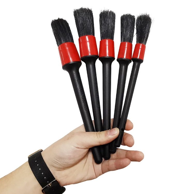 5 Pcs Car Detailing Brush Cleaning Natural Boar Hair Brushes Auto Detail Tools Products Wheels Dashboard, 5 in 1 Random Color Delivery, 5 in 1 Black, 5 in 1 White