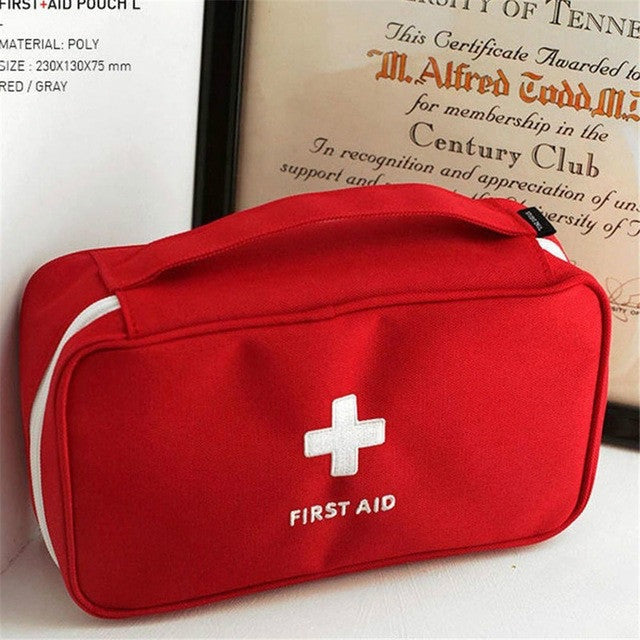 Travel First Aid Kit Bag Home Emergency Medical Survival Rescue Box, 23x13x7.5cm (Red)