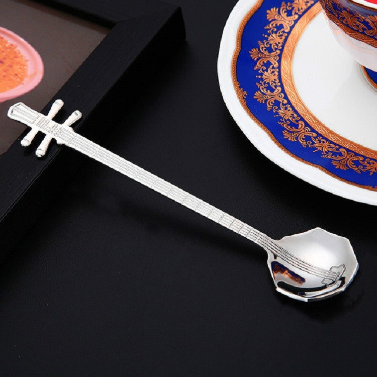 Stainless Steel Coffee Mixing Spoon Creative Musical Instrument Shape Spoon, Guitar Silver, Octagonal Silver, Lute Silver, Yueqin Silver, Guitar Titanium Gold, Octagonal Titanium Gold, Lute Titanium Gold, Yueqin Titanium Gold, Guitar Rose Gold         ...