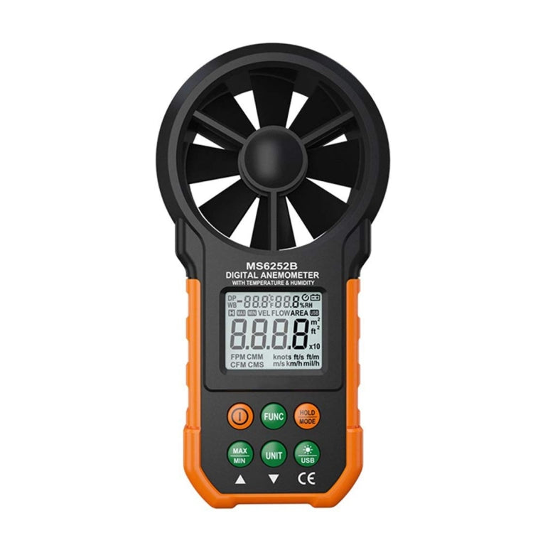 PEAKMETER High-precision Digital Display Wind Speed Air Volume Measuring Instrument, MS6252A Wind Speed, Air Volume, MS6252B Temperature, Humidity, USB
