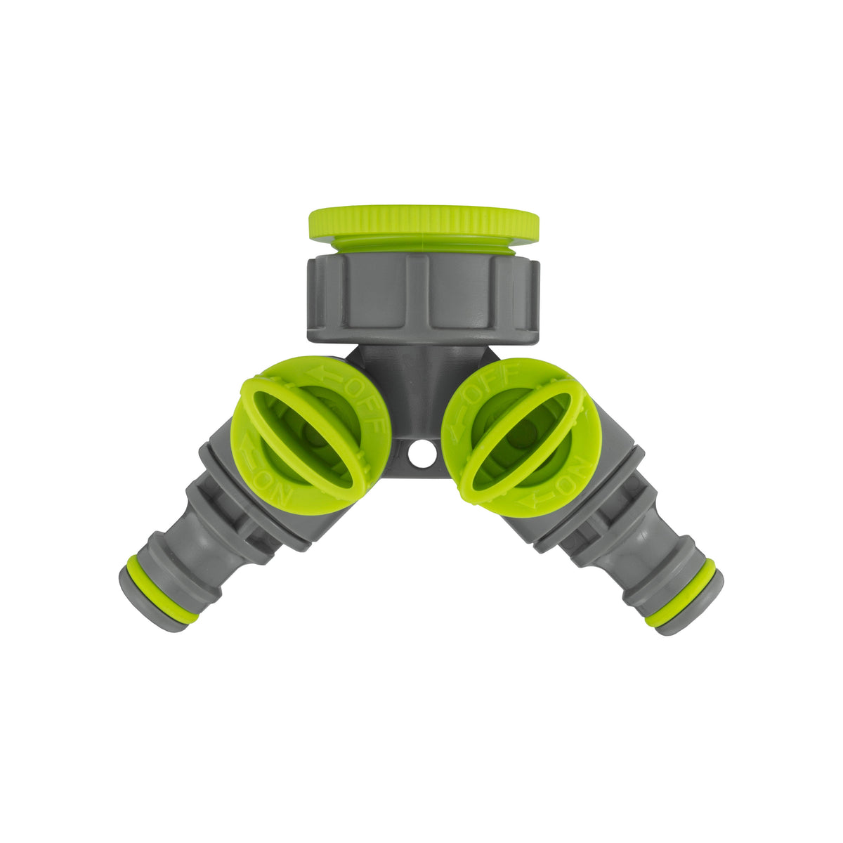 Wall Flange Kit 25mm MDPE + Brass Bib Tap + Lime Two Way Tap Splitter