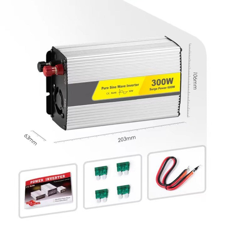 SUVPR DY-LG300S 300W DC 24V to AC 220V 50Hz Pure Sine Wave Car Power Inverter with Universal Power Socket, 300W DC 12V, 300W DC 24V