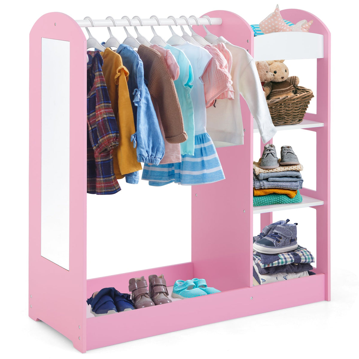 Kids Dress up Storage with Mirror-Blue