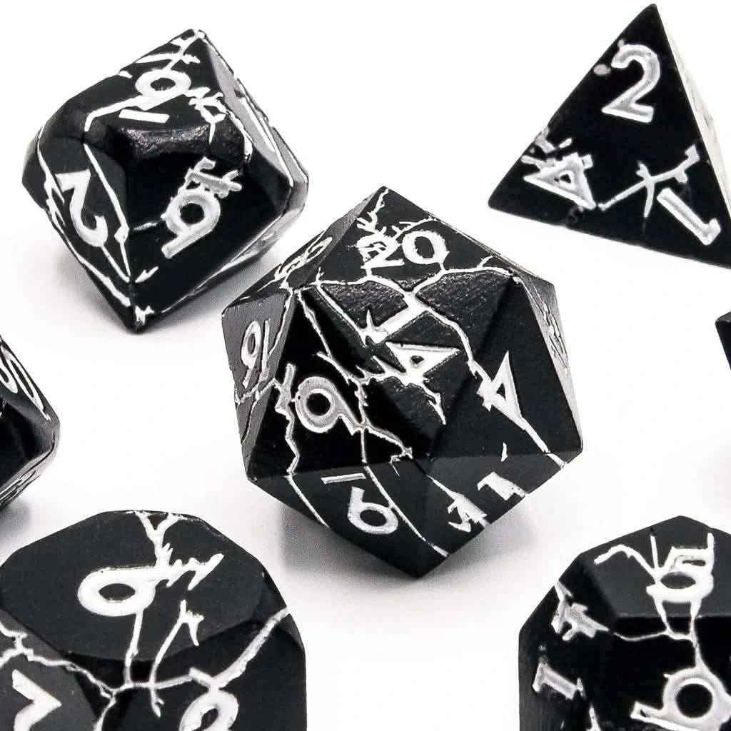 Obsidian Keeper | Solid Metal Dice | 7 Piece Set