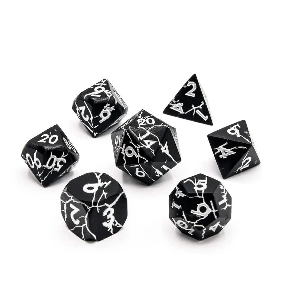 Obsidian Keeper | Solid Metal Dice | 7 Piece Set