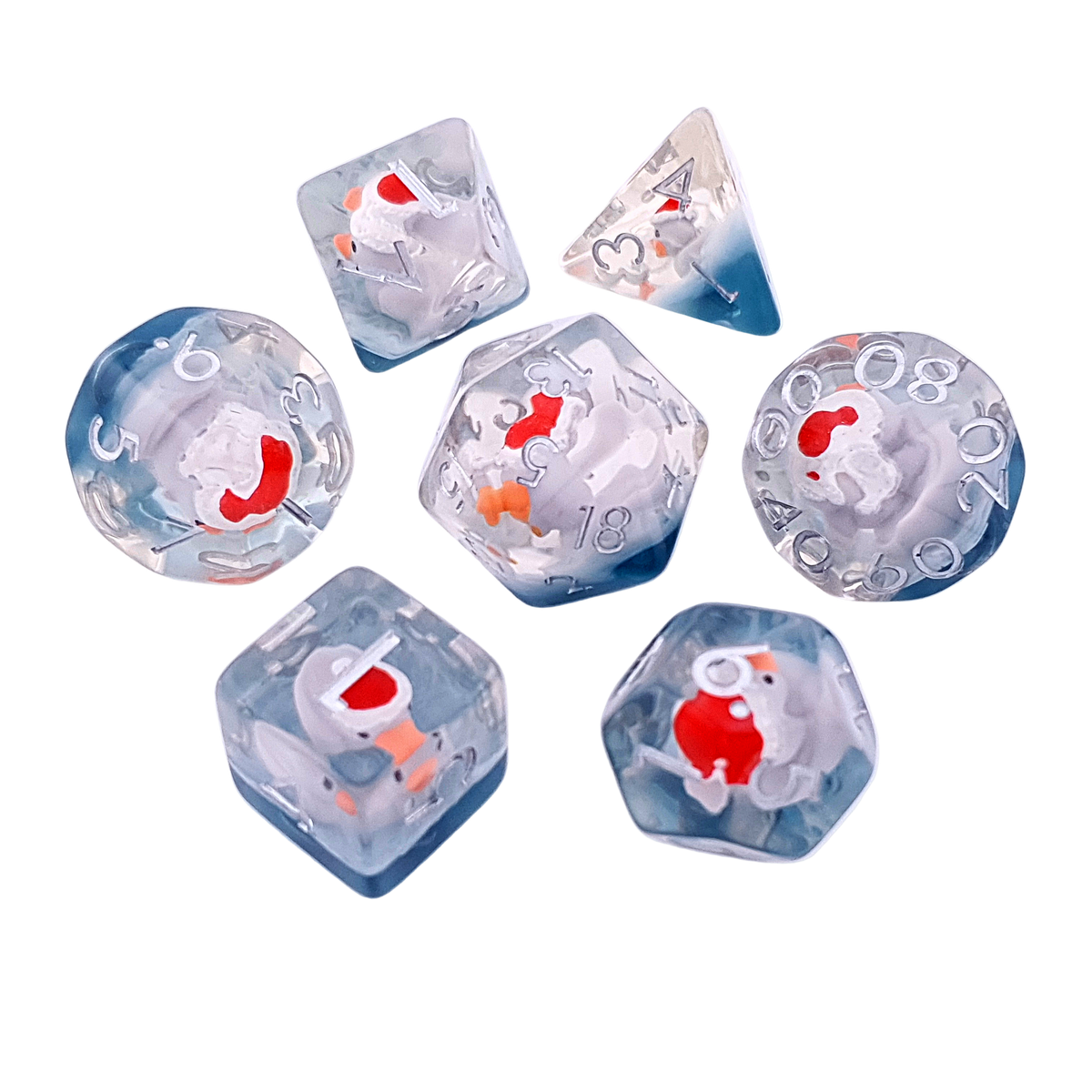 Santa Ducks | Soft Edge Dice | Resin | 7 Piece Set