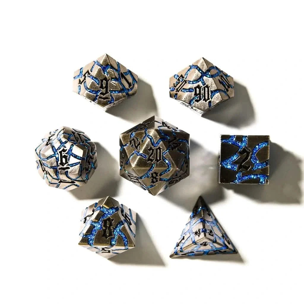 Frostmourne Steel | Solid Metal Dice | 7 Piece Set