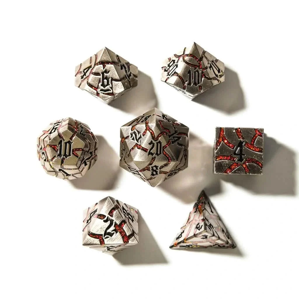 Infernal Steel | Solid Metal Dice | 7 Piece Set
