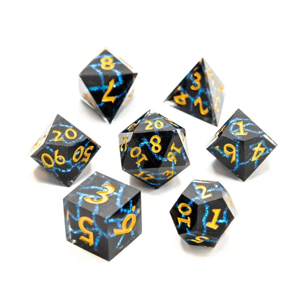 Cosmic Fracture | Sharp Edge Dice | Resin | 7 Piece Set