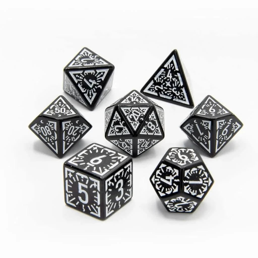 Lunar Ray | Soft Edge Dice | Acrylic | 7 Piece Set