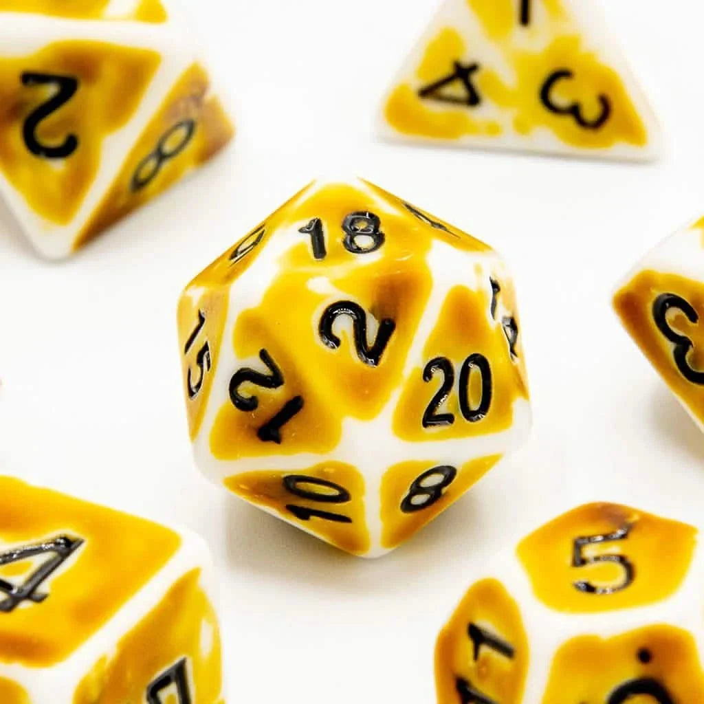 Faded Glory Yellow | Soft Edge Dice | Acrylic | 7 Piece Set