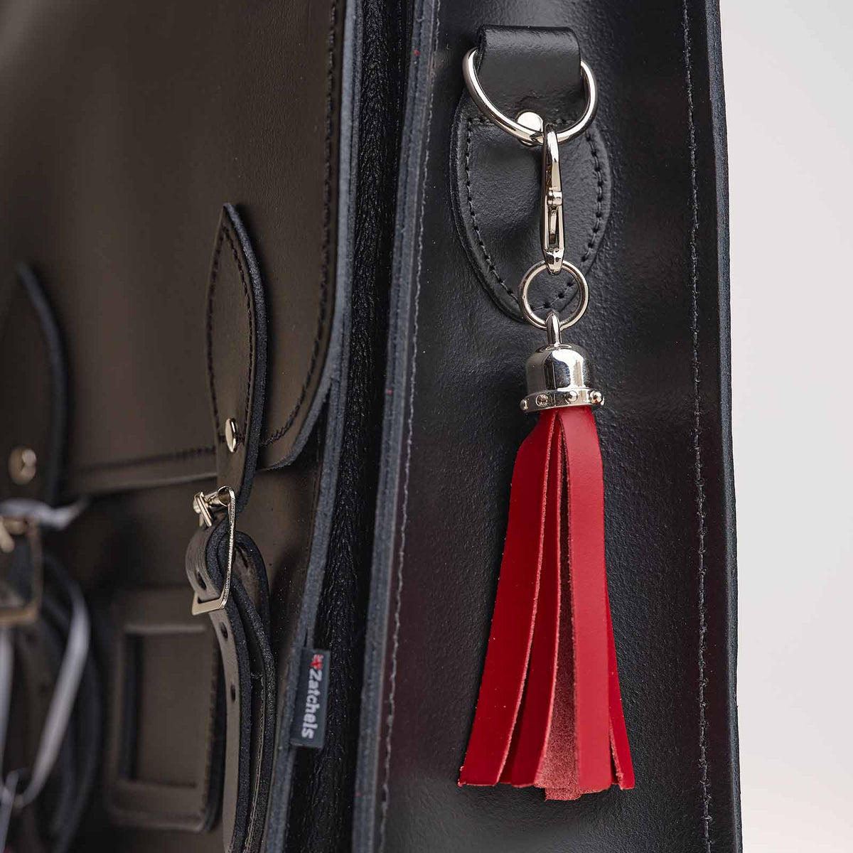 Zatchels Leather Mini Tassel Leather Bag Charm – Red