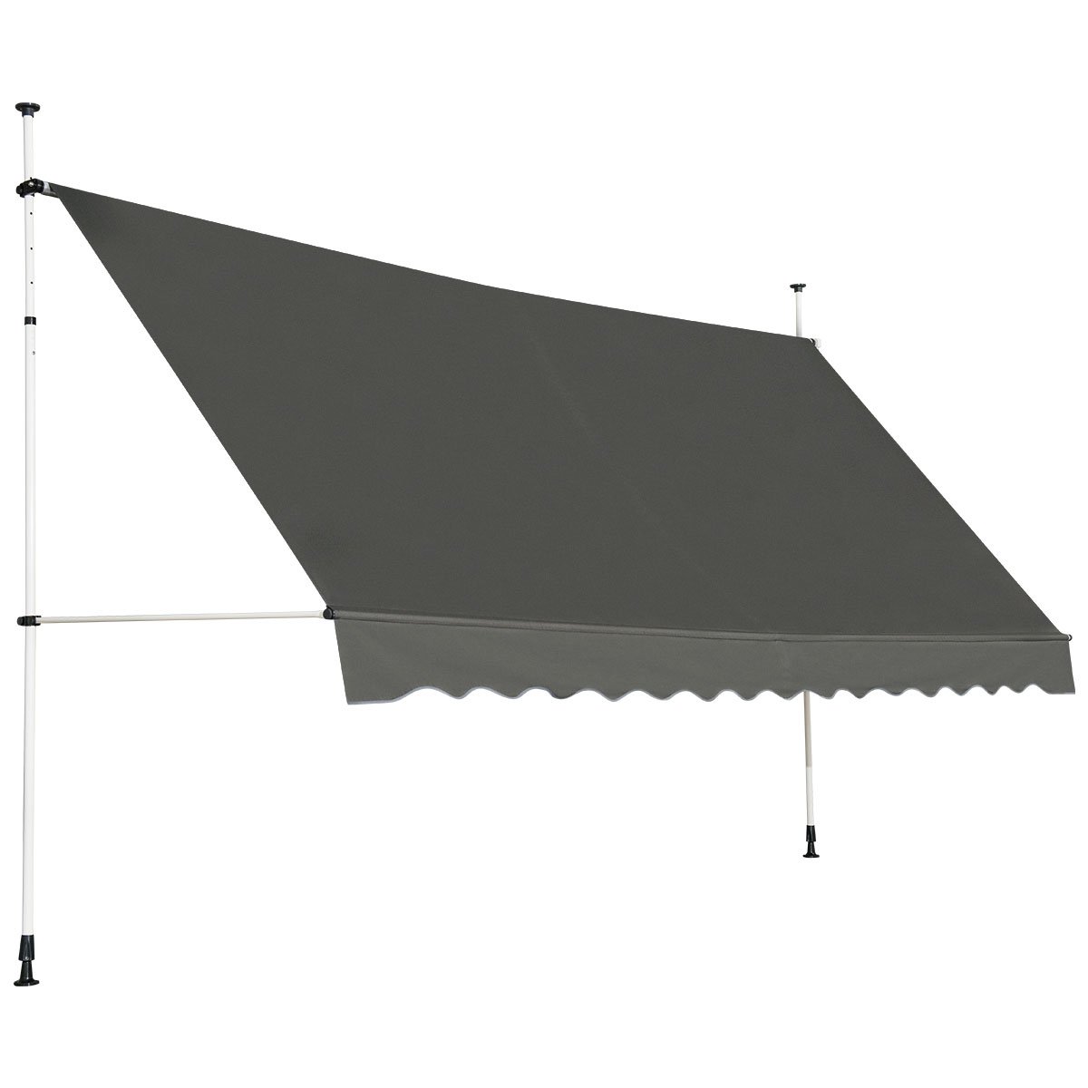Telescopic Awning Sun Shade with Manual Crank Handle-Beige
