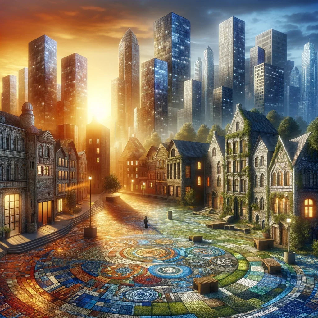 Time Mosaic Square Canvas