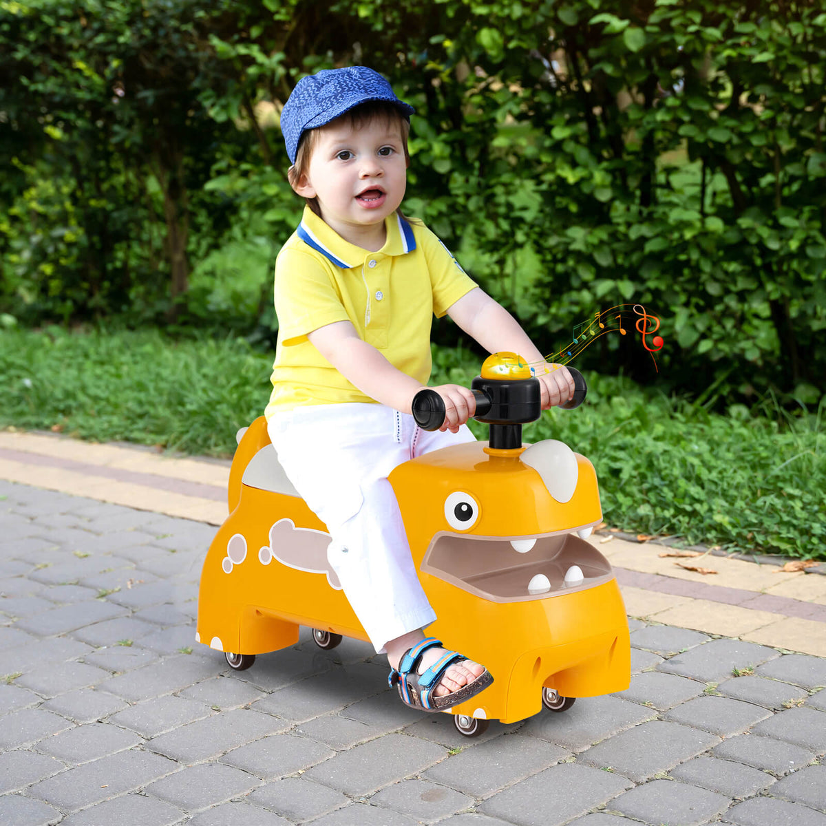 Toddler Ride on Toy with Under Seat Storage with Music and Lights-Green
