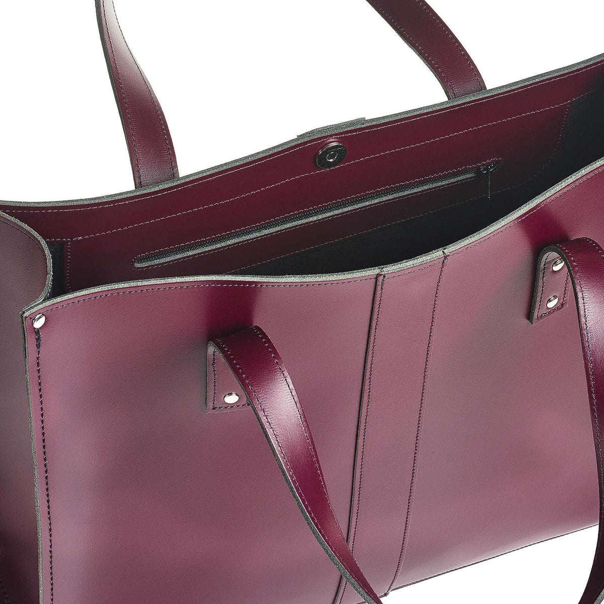 Zatchels Handmade Leather Shopper Tote Bag – Marsala Red