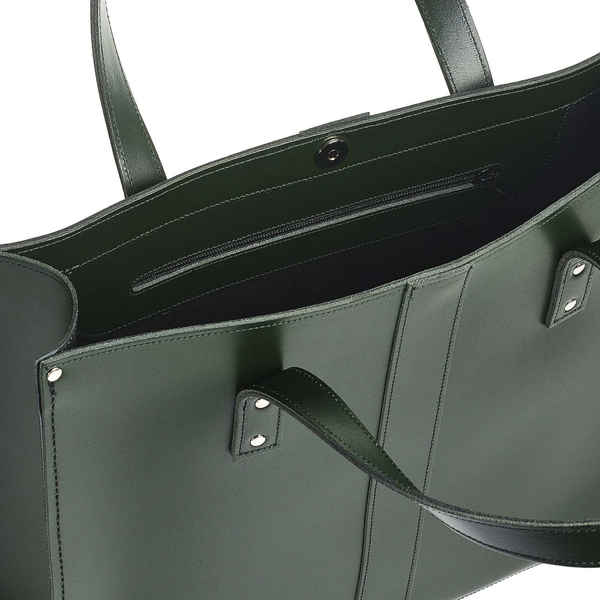 Zatchels Handmade Leather Shopper Tote Bag – Ivy Green