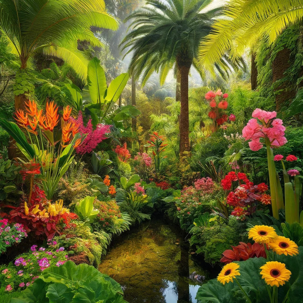 Tropical Garden Oasis Canvas